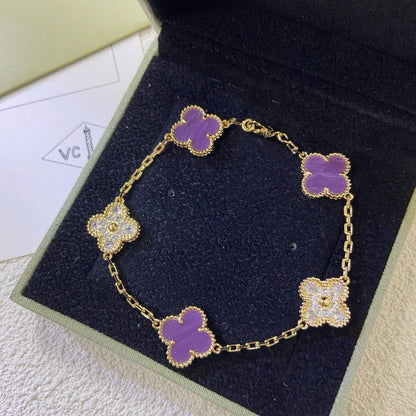[LOXURA] CLOVER 5 MOTIF VIOLET BRACELET COLLECTION