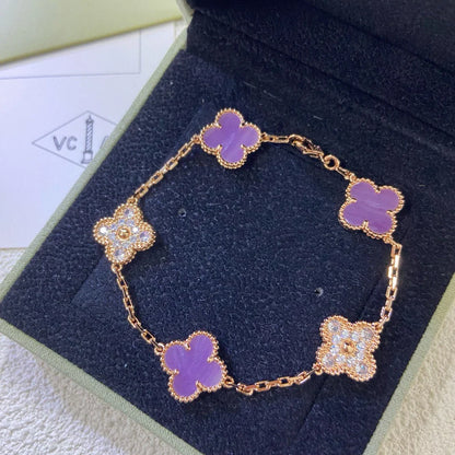 [LOXURA] CLOVER 5 MOTIF VIOLET BRACELET COLLECTION