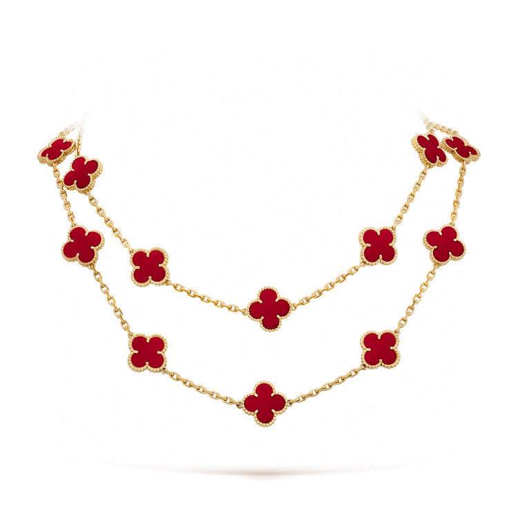 [LOXURA]CLOVER 20 MOTIFS CARNELIAN NECKLACE