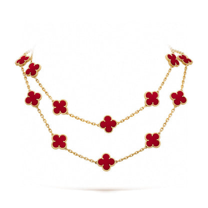 [LOXURA]CLOVER 20 MOTIFS CARNELIAN NECKLACE