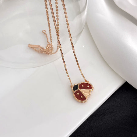 [LOXURA]LUCKY  CARNELIANS LADYBUG NECKLACE