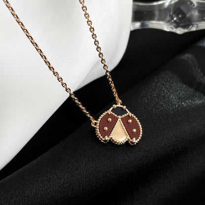 [LOXURA]LUCKY  CARNELIANS LADYBUG NECKLACE