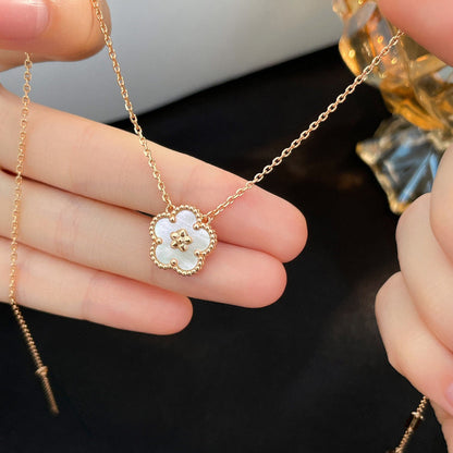 [LOXURA]LUCKY  WHITE MOP  PLUM BLOSSOM NECKLACE