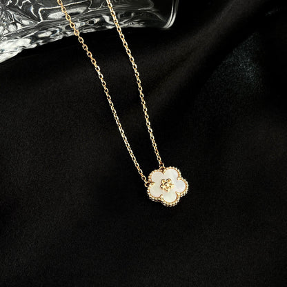 [LOXURA]LUCKY  WHITE MOP  PLUM BLOSSOM NECKLACE