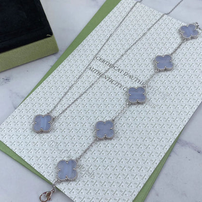 [LOXURA] CLOVER 5 MOTIF PURPLE CHALCEDONY BRACELET COLLECTION