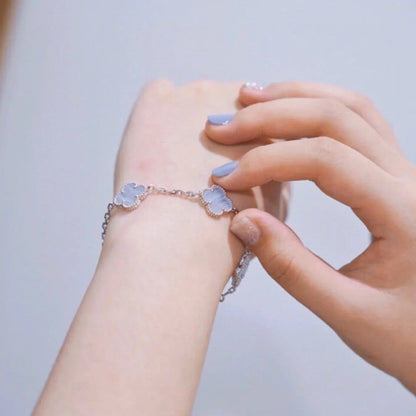 [LOXURA] CLOVER 5 MOTIF PURPLE CHALCEDONY BRACELET COLLECTION