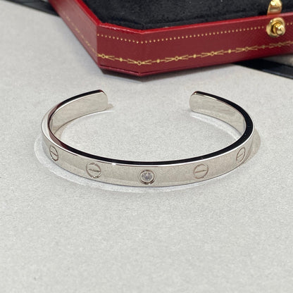 [LOXURA]LOVE BRACELET 6.1MM 1 DIAMOND OPEN CUFF