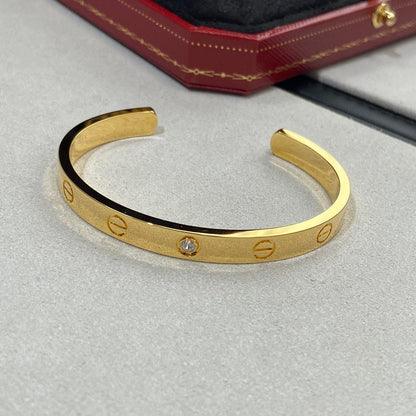 [LOXURA]LOVE BRACELET 6.1MM 1 DIAMOND OPEN CUFF
