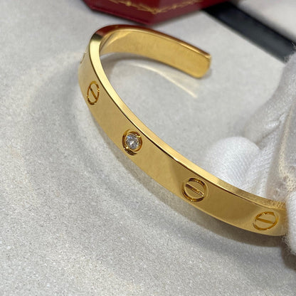 [LOXURA]LOVE BRACELET 6.1MM 1 DIAMOND OPEN CUFF