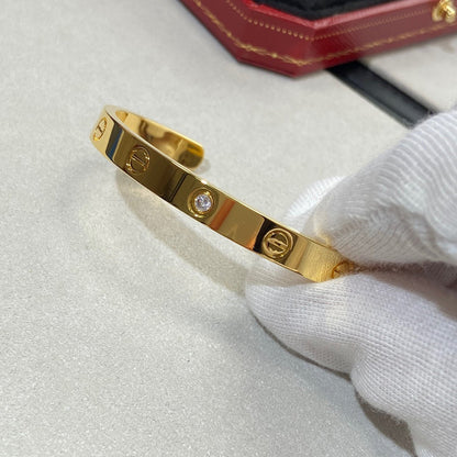 [LOXURA]LOVE BRACELET 6.1MM 1 DIAMOND OPEN CUFF