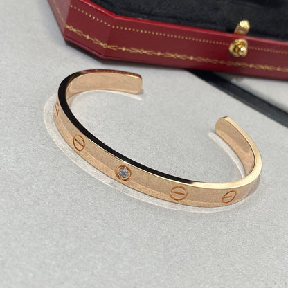 [LOXURA]LOVE BRACELET 6.1MM 1 DIAMOND OPEN CUFF