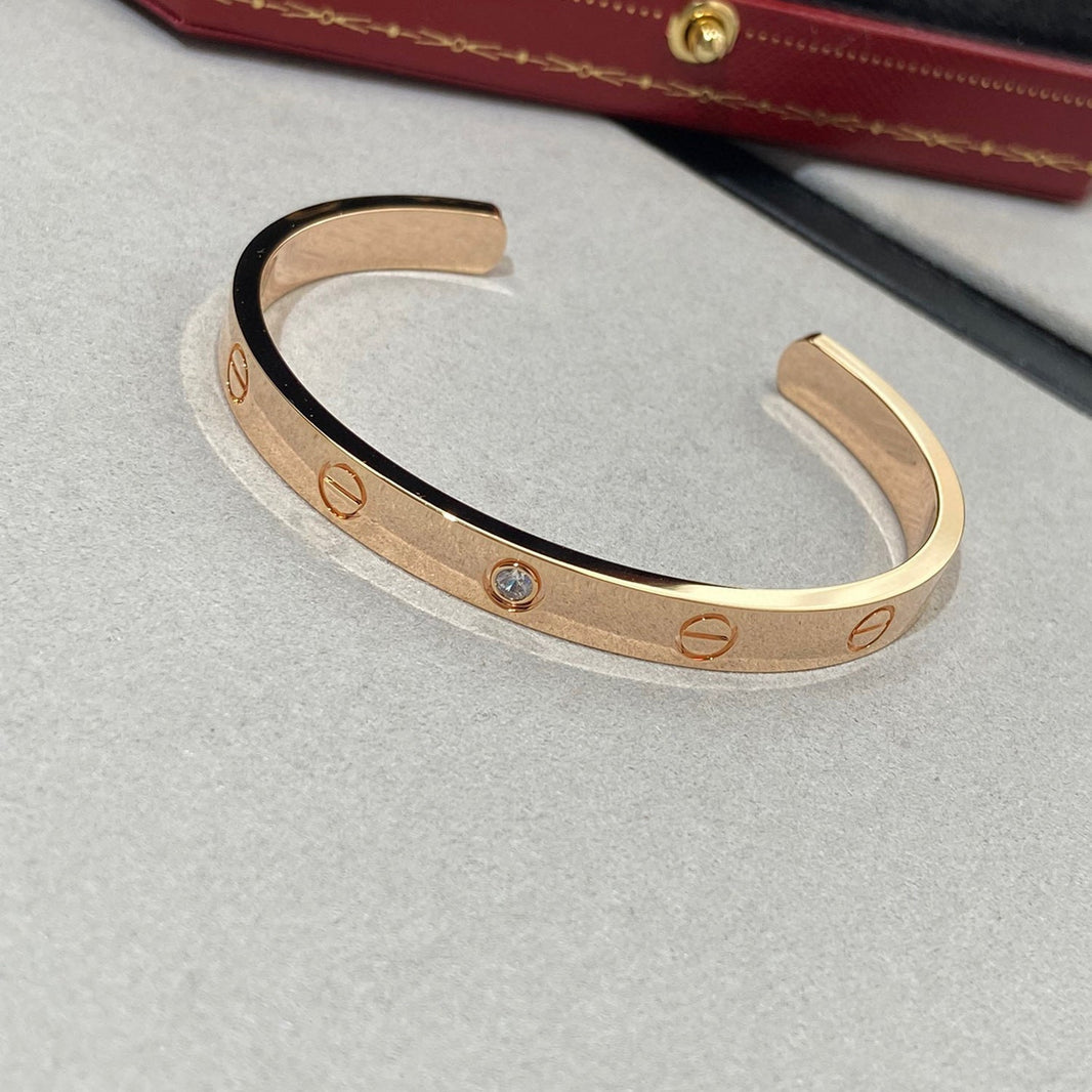 [LOXURA]LOVE BRACELET 6.1MM 1 DIAMOND OPEN CUFF