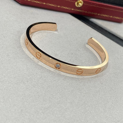 [LOXURA]LOVE BRACELET 6.1MM 1 DIAMOND OPEN CUFF