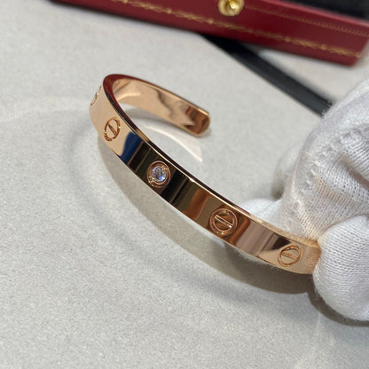 [LOXURA]LOVE BRACELET 6.1MM 1 DIAMOND OPEN CUFF