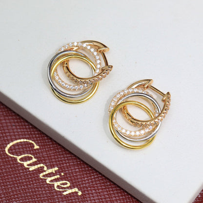 [LOXURA]TRINITY HALF DIAMOND  EARRINGS