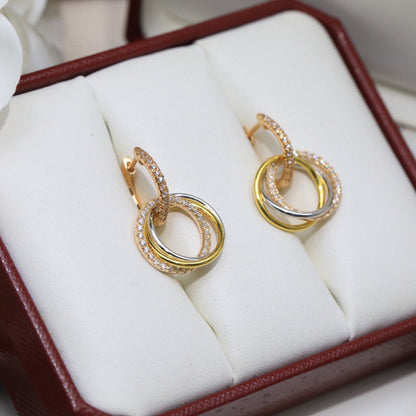[LOXURA]TRINITY HALF DIAMOND  EARRINGS