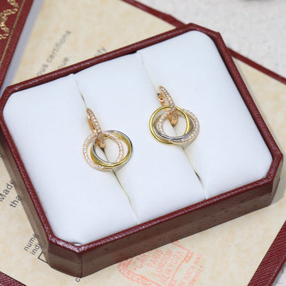 [LOXURA]TRINITY HALF DIAMOND  EARRINGS