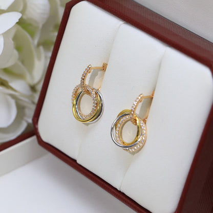 [LOXURA]TRINITY HALF DIAMOND  EARRINGS