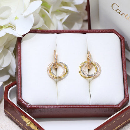[LOXURA]TRINITY HALF DIAMOND  EARRINGS