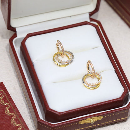[LOXURA]TRINITY HALF DIAMOND  EARRINGS