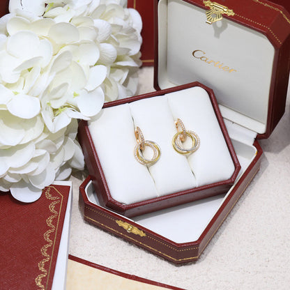 [LOXURA]TRINITY HALF DIAMOND  EARRINGS