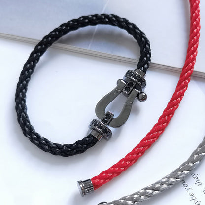 [LOXURA]FORCE LARGE SERIES HORSESHOE BLACK SAMURAI BRACELET
