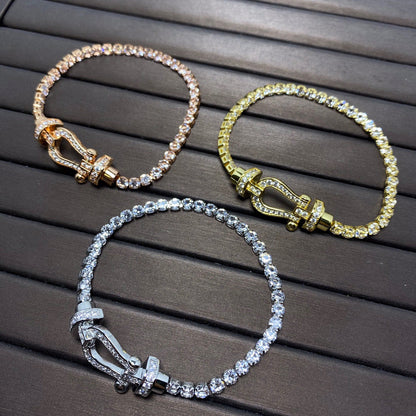 [LOXURA]FORCE  LARGE HORSESHOE FULL DIAMOND TENNIS BRACELET