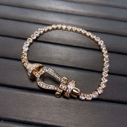 [LOXURA]FORCE  LARGE HORSESHOE FULL DIAMOND TENNIS BRACELET