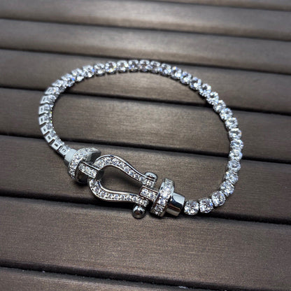 [LOXURA]FORCE  LARGE HORSESHOE FULL DIAMOND TENNIS BRACELET