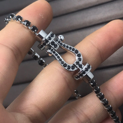 [LOXURA]FORCE  LARGE HORSESHOE FULL DIAMOND TENNIS BRACELET