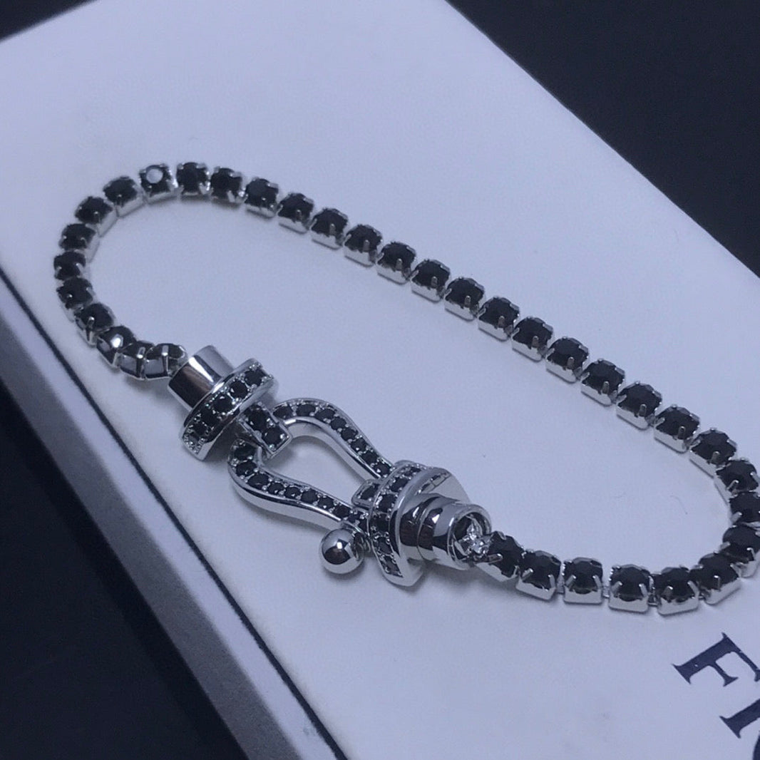 [LOXURA]FORCE  LARGE HORSESHOE FULL DIAMOND TENNIS BRACELET