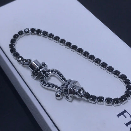 [LOXURA]FORCE  LARGE HORSESHOE FULL DIAMOND TENNIS BRACELET