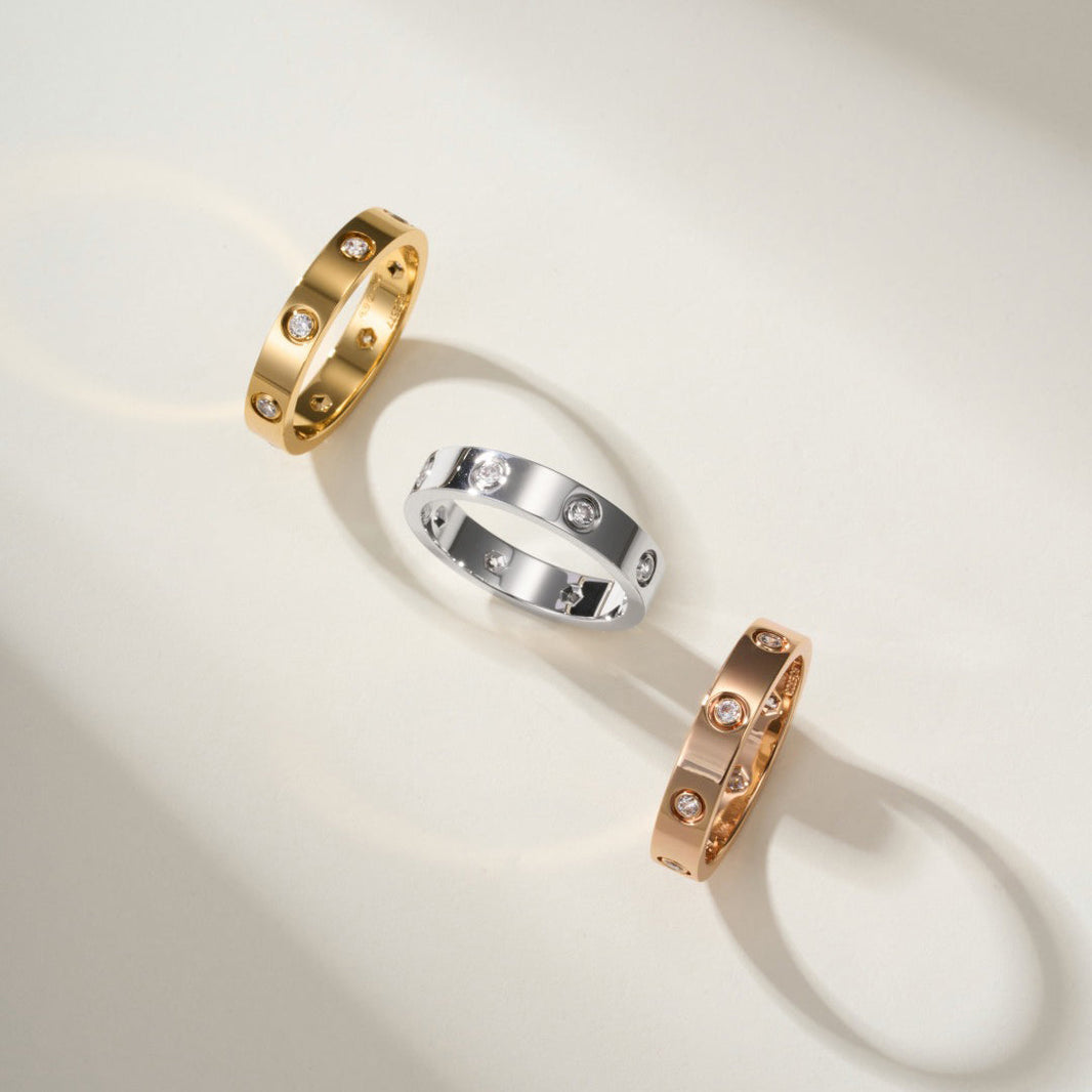 [LOXURA]LOVE 4MM 8 DIAMOND RING