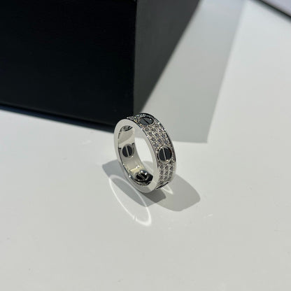 [LOXURA]LOVE RING 5.5MM DIAMONDS PAVED CERAMIC