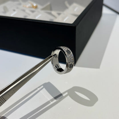 [LOXURA]LOVE RING 5.5MM DIAMONDS PAVED CERAMIC
