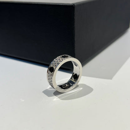 [LOXURA]LOVE RING 5.5MM DIAMONDS PAVED CERAMIC