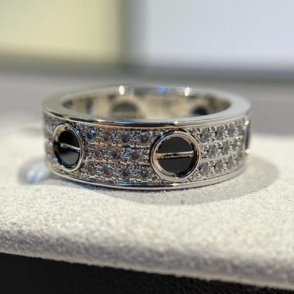 [LOXURA]LOVE RING 5.5MM DIAMONDS PAVED CERAMIC