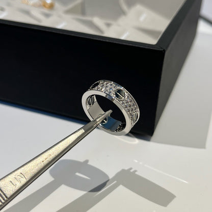 [LOXURA]LOVE RING 5.5MM DIAMONDS PAVED CERAMIC