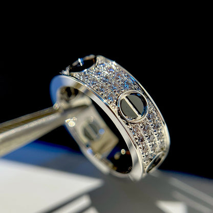 [LOXURA]LOVE RING 5.5MM DIAMONDS PAVED CERAMIC
