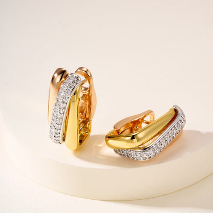 [LOXURA]TRINITY HALF DIAMOND  CUSHION EARRINGS