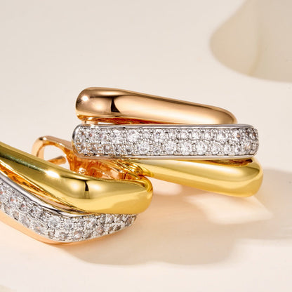[LOXURA]TRINITY HALF DIAMOND  CUSHION EARRINGS