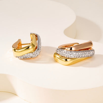 [LOXURA]TRINITY HALF DIAMOND  CUSHION EARRINGS