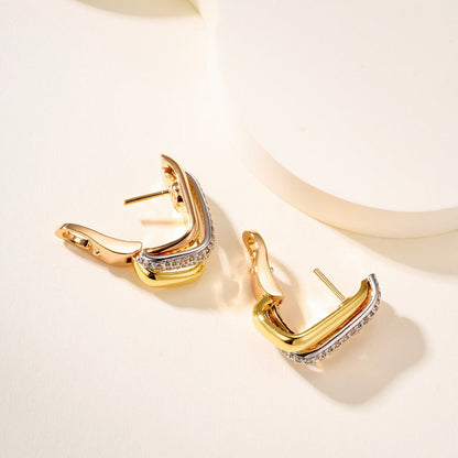 [LOXURA]TRINITY HALF DIAMOND  CUSHION EARRINGS