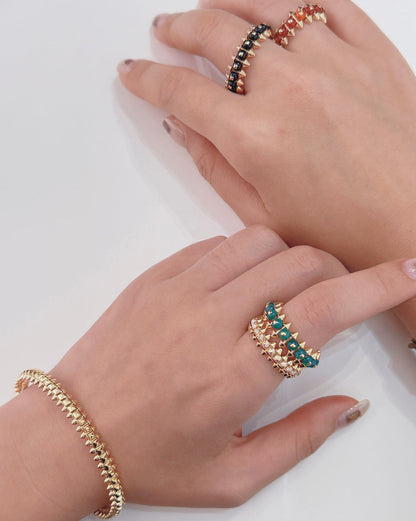 [LOXURA]CLASH 7.9MM AGATE CHALCEDONY RING