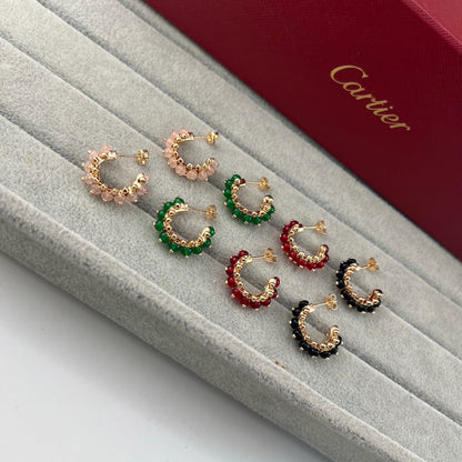 [LOXURA]CLASH 7.9MM AGATE CHALCEDONY EARRINGS