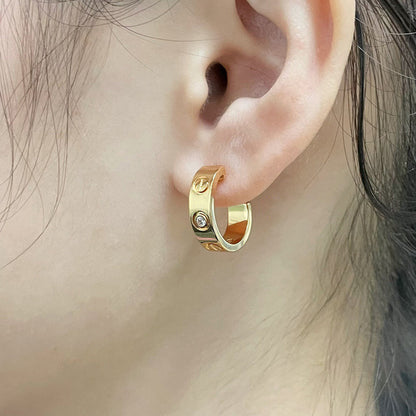 [LOXURA]LOVE EARRINGS 5.7MM 2 DIAMONDS
