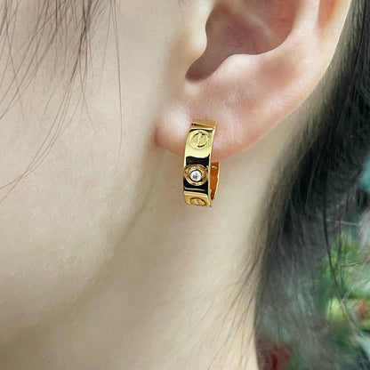 [LOXURA]LOVE EARRINGS 5.7MM 2 DIAMONDS