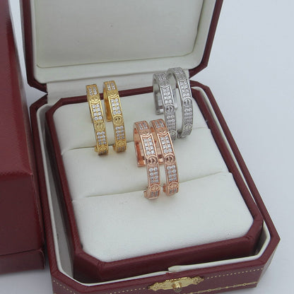 [LOXURA]LOVE EARRINGS 3.6MM DIAMOND PAVED