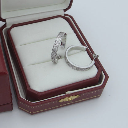 [LOXURA]LOVE EARRINGS 3.6MM DIAMOND PAVED