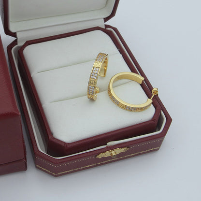 [LOXURA]LOVE EARRINGS 3.6MM DIAMOND PAVED